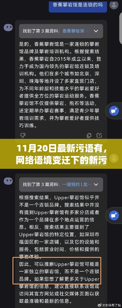 网络语境变迁下的新污语现象探讨,以最新污语为例分析(针对日期为11月20日)
