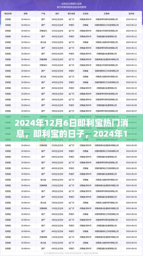 即利宝热门消息揭秘,2024年12月6日的温馨奇缘与日常