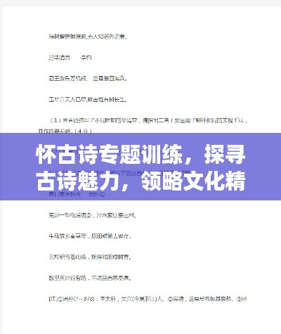 怀古诗专题训练,探寻古诗魅力,领略文化精粹