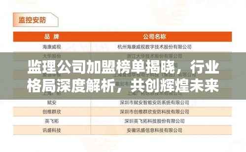 监理公司加盟榜单揭晓,行业格局深度解析,共创辉煌未来