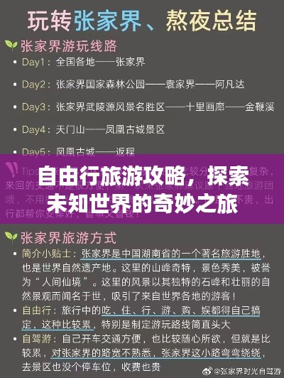 自由行旅游攻略，探索未知世界的奇妙之旅