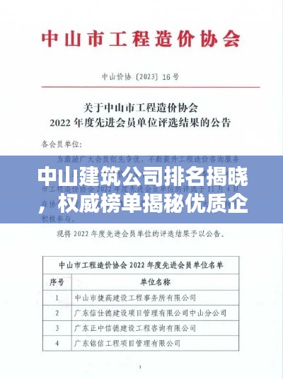 中山建筑公司排名揭晓，权威榜单揭秘优质企业！
