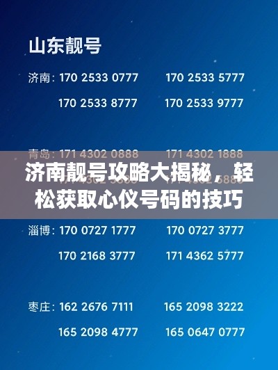 济南靓号攻略大揭秘，轻松获取心仪号码的技巧！